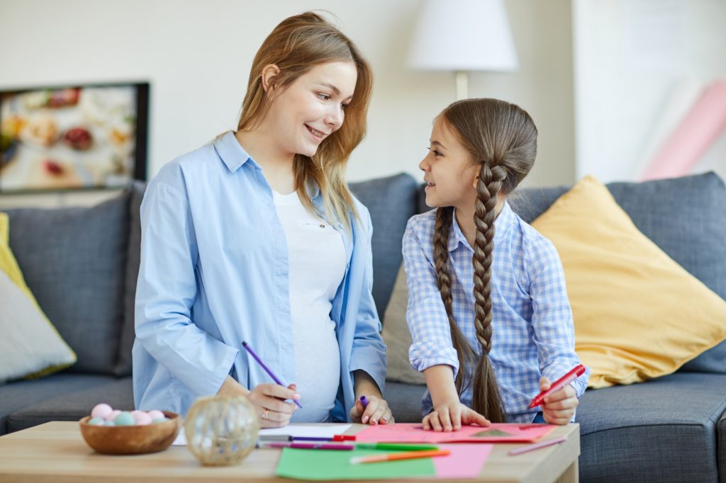 Girl with Mom Drawing